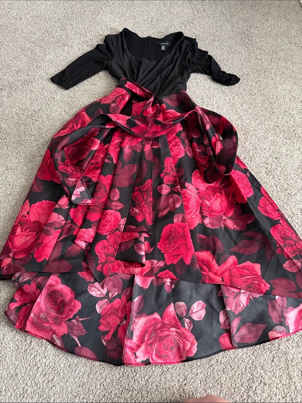 R&M Richards Black Draped Evening Dress